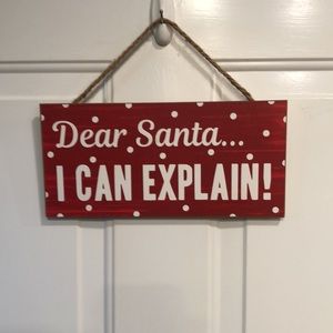 Wooden Hanging Sign, DEAR SANTA, Christmas Set of TWO brand new decorative signs